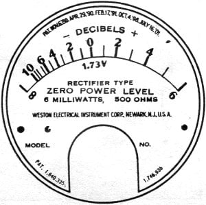 deciBel meter face circa 1910